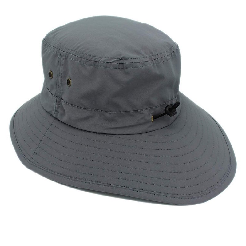 LLmoway Outdoor UPF50+ Summer Sun Cap Lightweight Packable Dry Fit Boonie Hat with Cords Dark Grey - Image 4